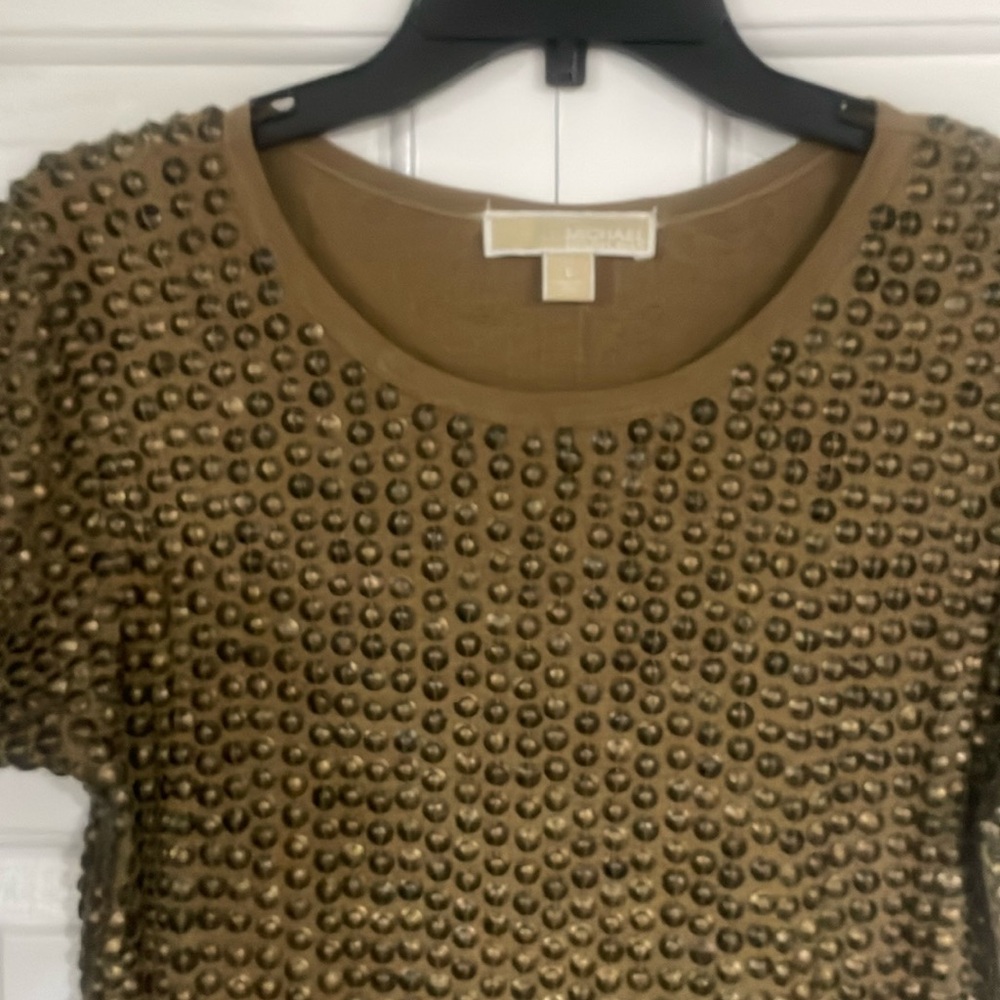 Michael Kors studded crew neck jersey dress